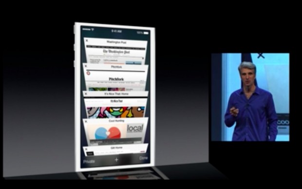 Safari unter iOS 7 mit neuer Tab-Ansicht (Bild: Apple/Screenshot: Golem.de)